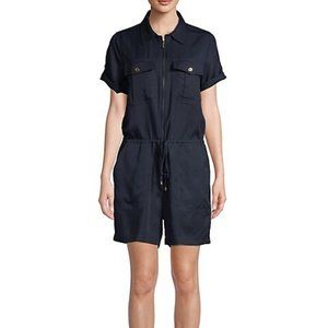 NWT Tommy Hilfiger Women's Quarter-Zip Romper Jumpsuit Shorts SZ XS Navy Blue